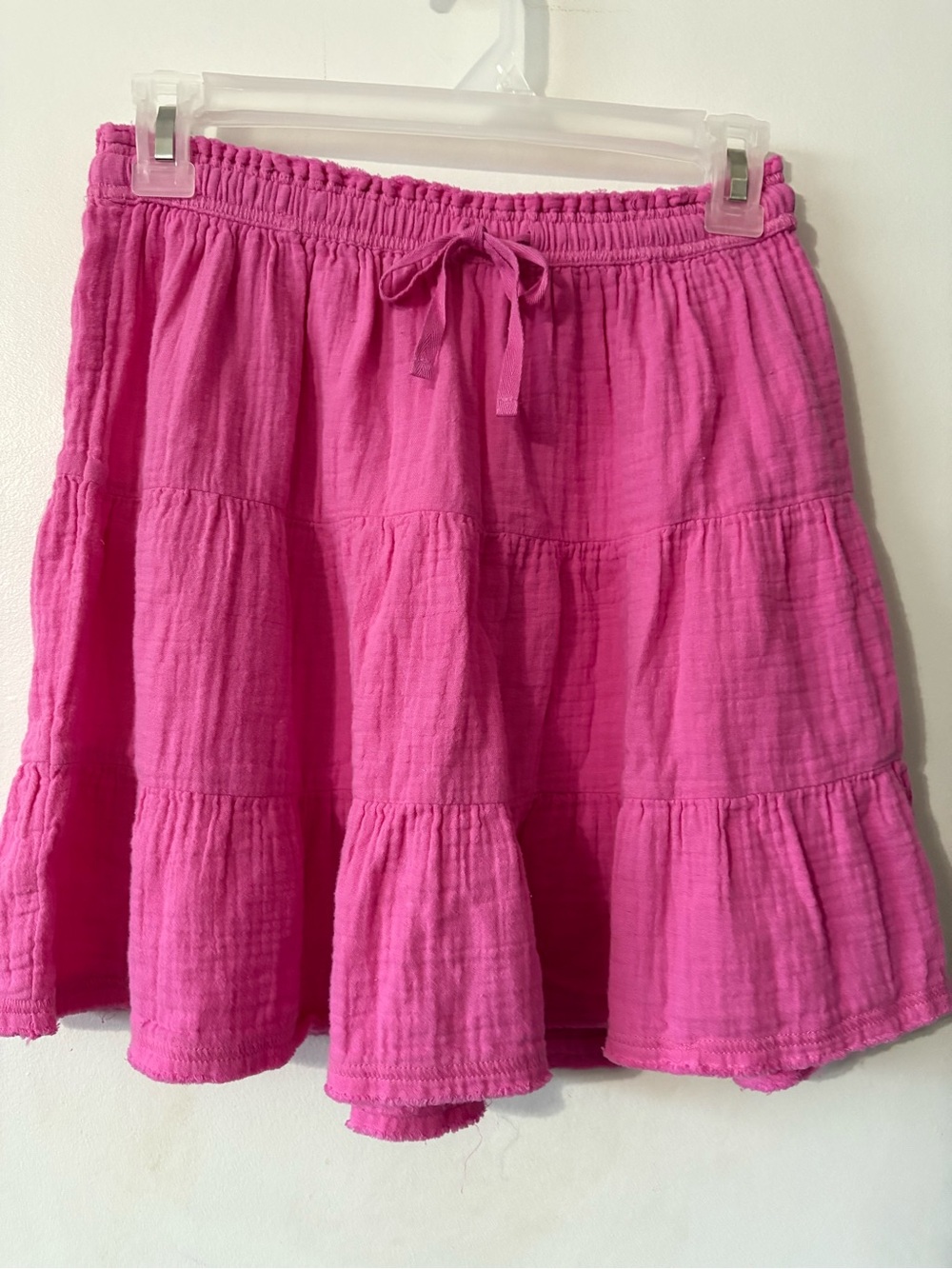 Aerie Pool to PartyTiered Gauze Drawstring Skirt in Bright Pink